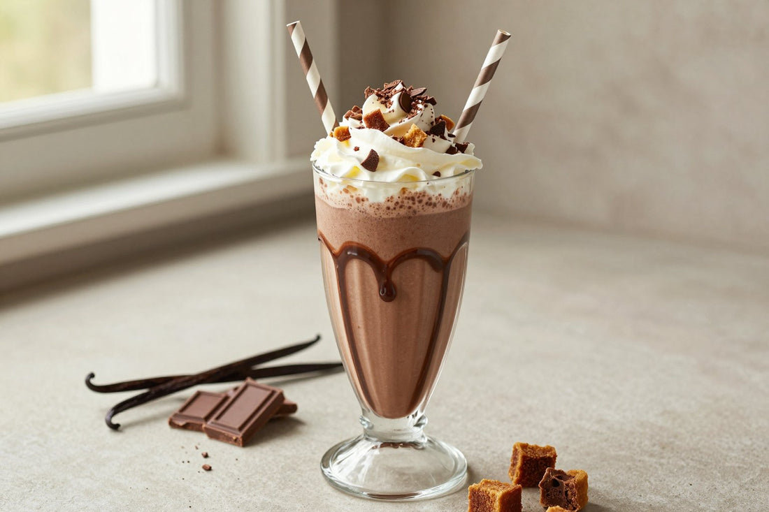 Chocolate Honeycomb Milkshake in a glass