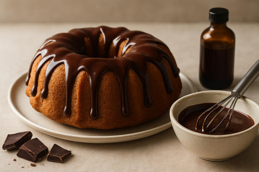 Bundt cake drizzled with chocolate icing