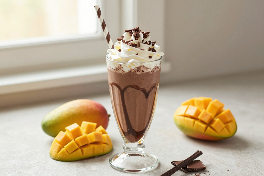 Chocolate Mango Milkshake in a glass