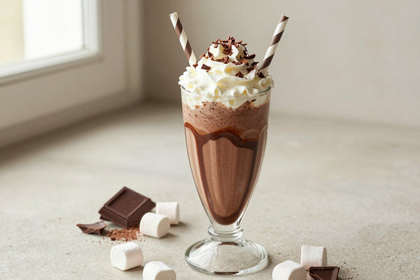 Chocolate Marshmallow Candy Milkshake in a glass