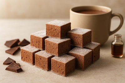 Squares of homemade chocolate marshmallows
