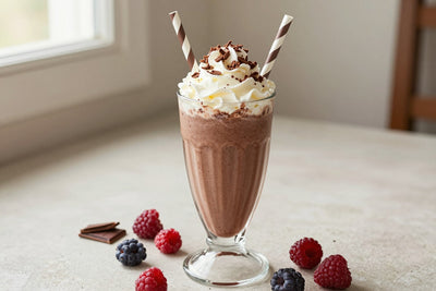 Chocolate Mixed Berry Milkshake in a glass