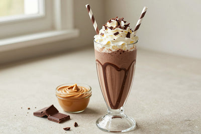 Chocolate Peanut Butter Fudge Milkshake in a glass