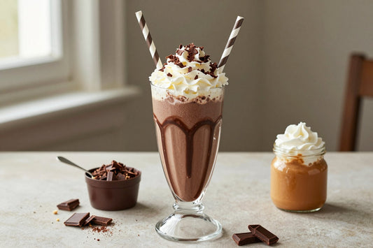 Chocolate Peanut Butter Milkshake in a glass