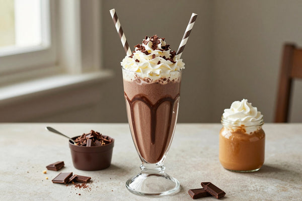 Chocolate Peanut Butter Milkshake in a glass