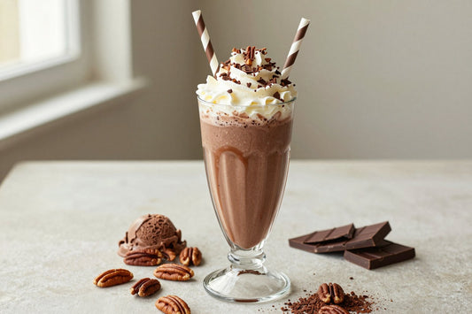 Chocolate Pecan Milkshake in a glass