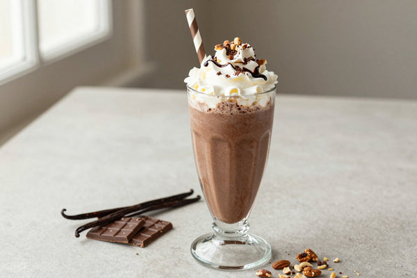 Chocolate Salted Nut Milkshake in a glass