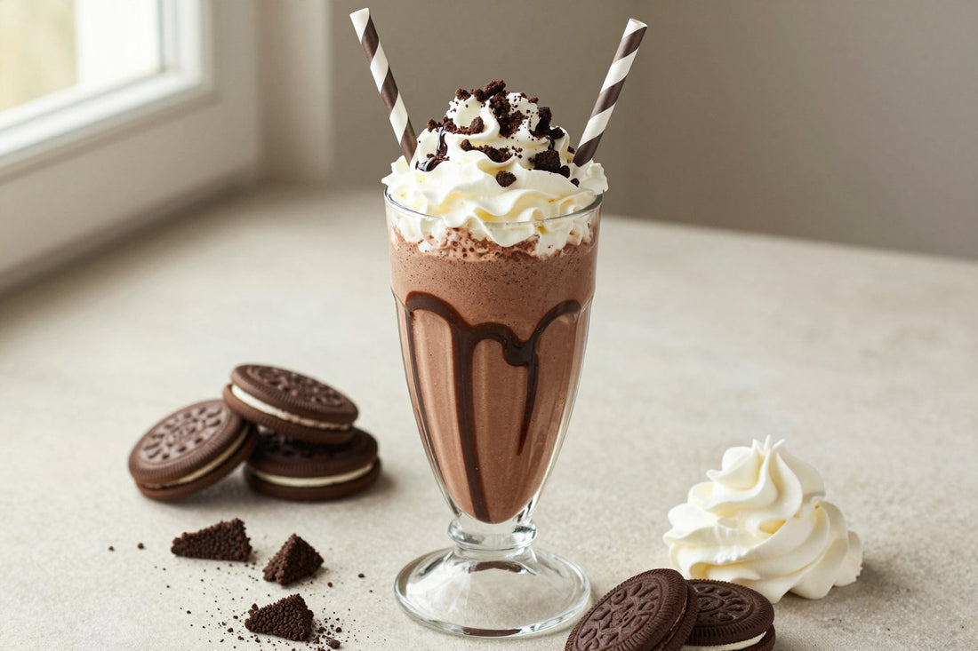Chocolate Sandwich Cookie Milkshake in a glass