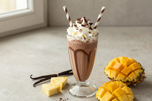 Chocolate Tropical Fruit Milkshake in a glass