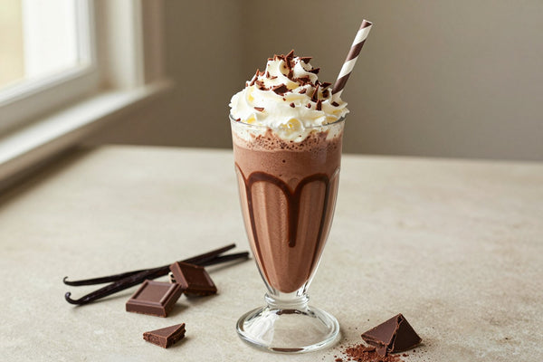 Chocolate Truffle Holiday Milkshake in a glass