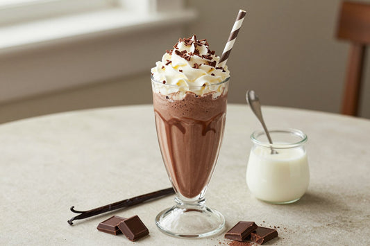 Chocolate Vanilla Swirl Milkshake in a glass