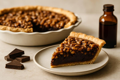 Slice of chocolate walnut pie