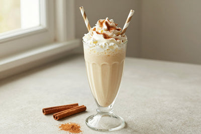 Cinnamon Bun Holiday Milkshake in a glass