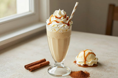 Cinnamon Crème Brûlée Milkshake in a glass