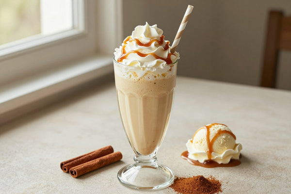 Cinnamon Crème Brûlée Milkshake in a glass