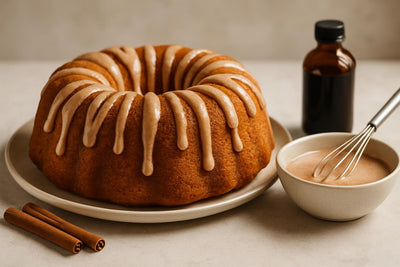 Bundt cake drizzled with cinnamon icing