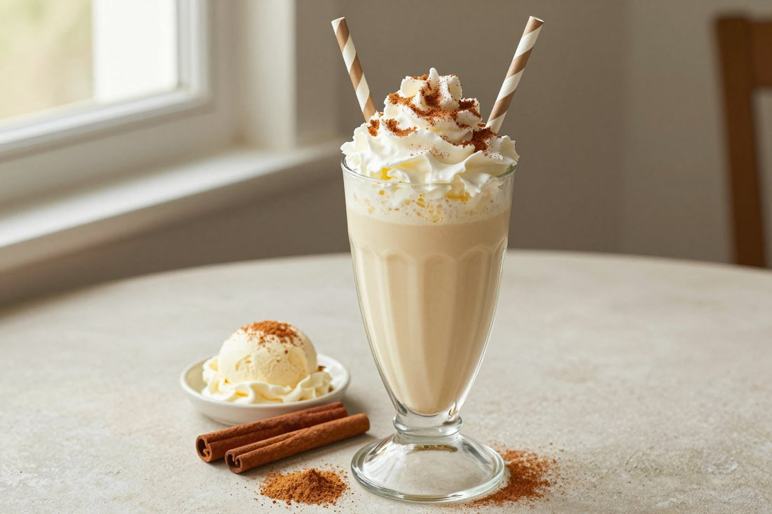 Cinnamon Roll Milkshake in a glass