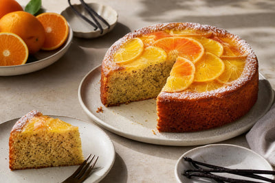 Citrus vanilla layer cake made with Ugandan vanilla
