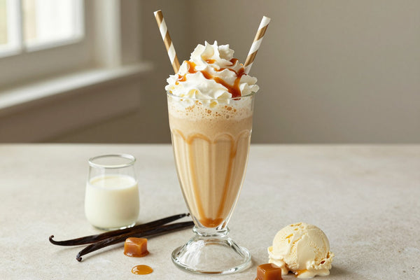 Classic Toffee Milkshake in a glass