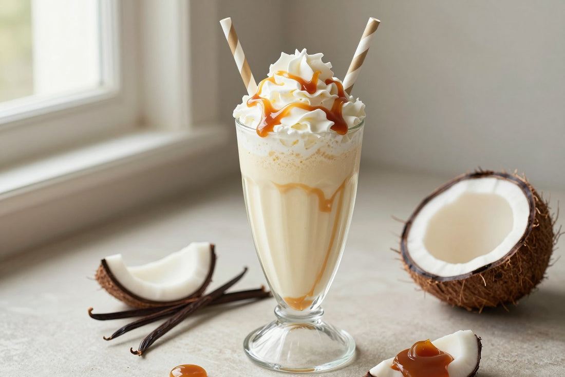 Coconut Caramel Milkshake in a glass