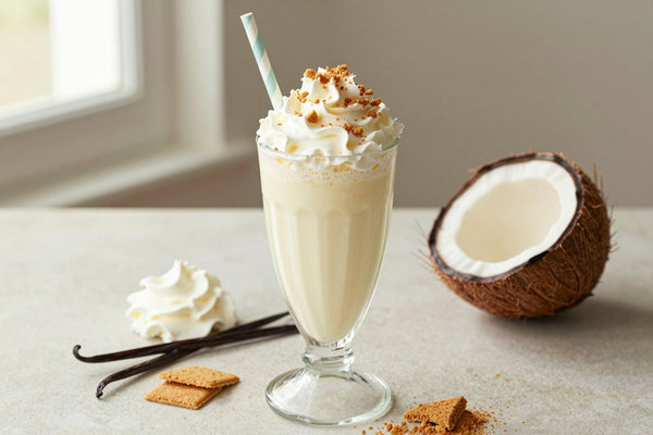 Coconut Cheesecake Milkshake in a glass