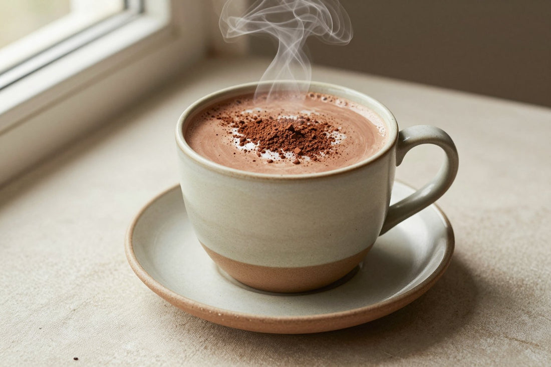 Coconut Cream Cocoa in a ceramic mug