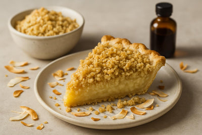 Slice of pie with coconut crumb topping