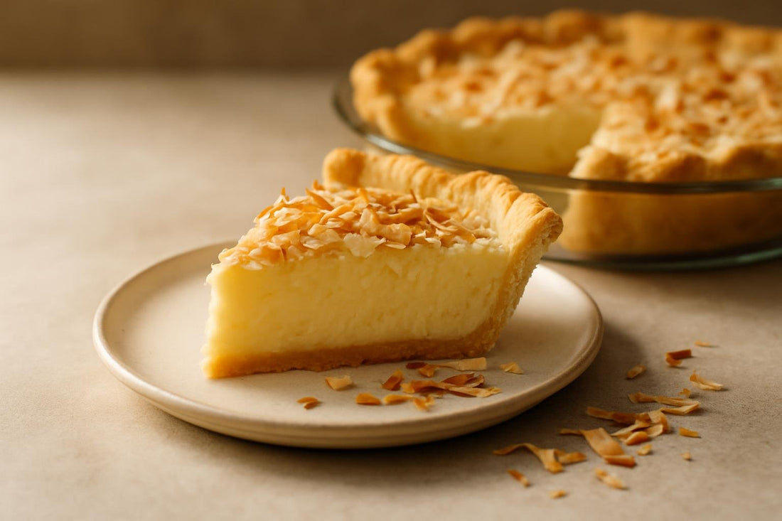 Slice of coconut custard pie