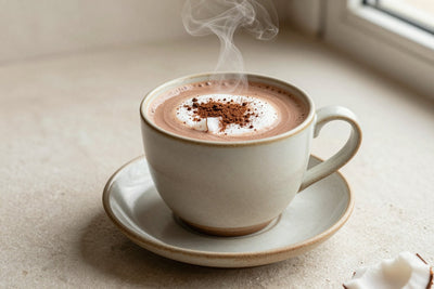 Coconut Hot Chocolate in a ceramic mug