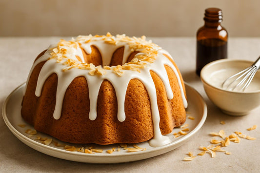 Bundt cake drizzled with coconut icing