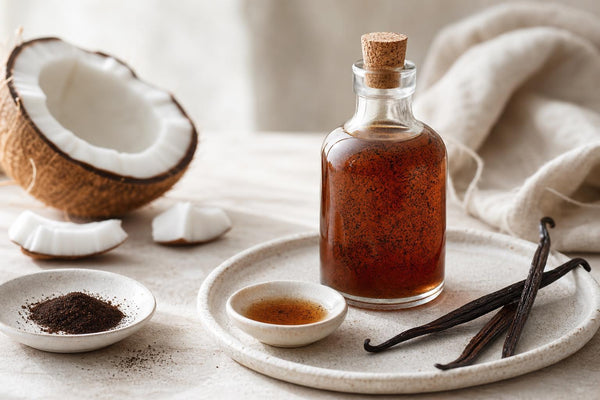 Coconut homemade vanilla extract made with Indonesian vanilla
