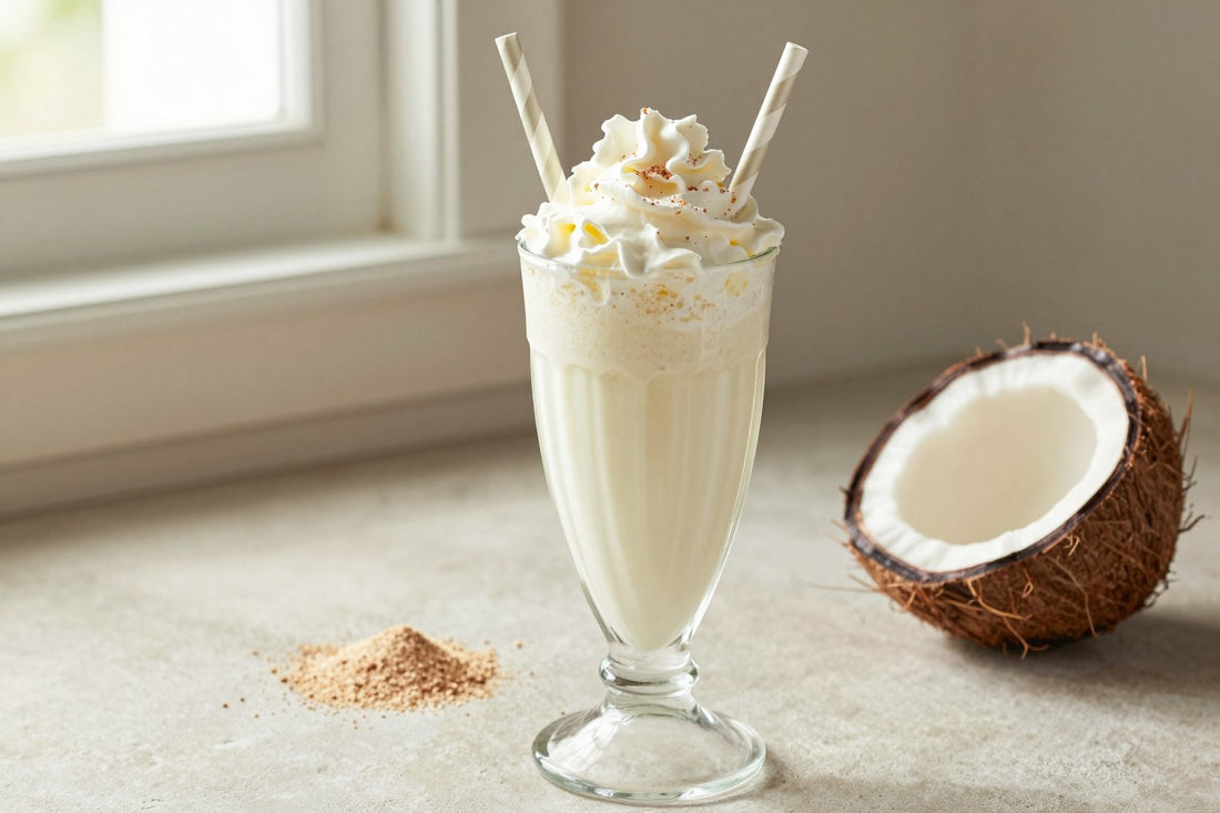 Coconut Malt Milkshake in a glass