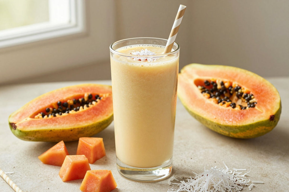 Coconut Papaya Smoothie in a glass