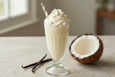 Coconut Pudding Milkshake in a glass