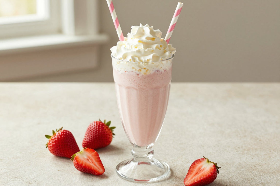 Coconut Strawberry Milkshake in a glass