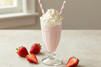 Coconut Strawberry Milkshake in a glass