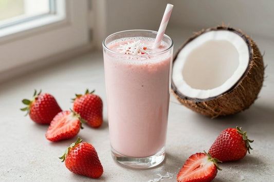 Coconut Strawberry Smoothie in a glass