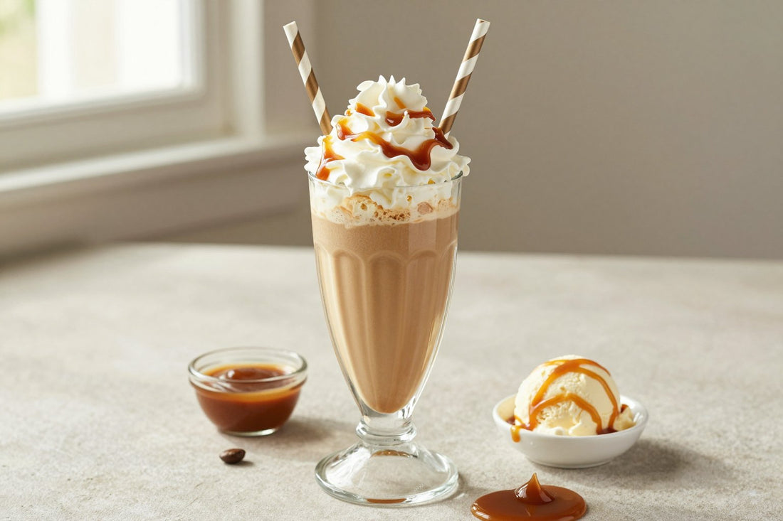 Coffee Caramel Milkshake in a glass