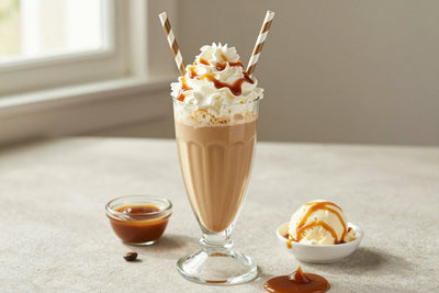 Coffee Caramel Milkshake in a glass