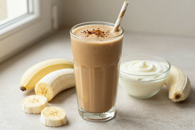Coffee Greek Yogurt Smoothie in a glass
