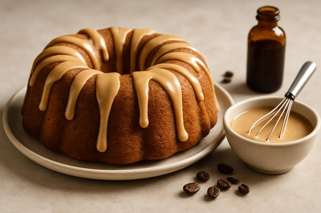 Bundt cake drizzled with coffee icing