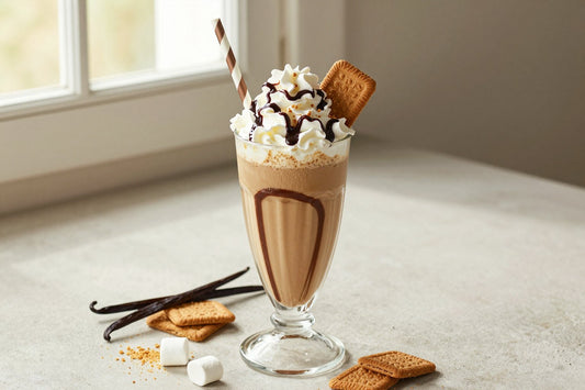 Coffee S'mores Milkshake in a glass