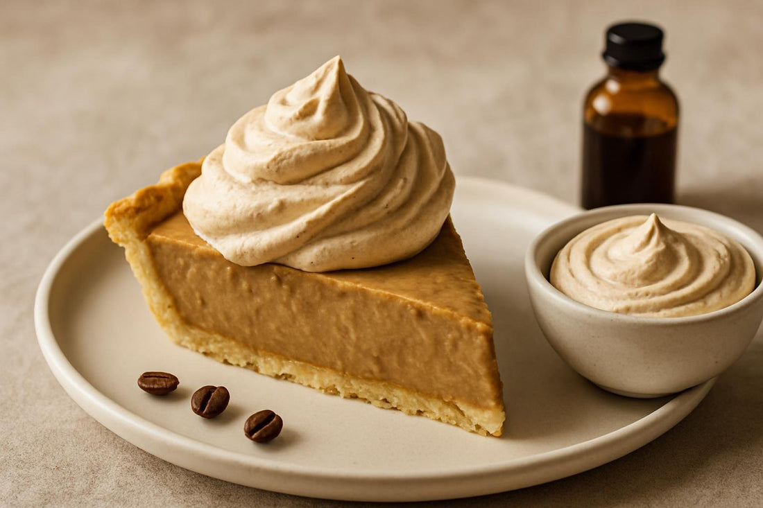 Slice of pie with coffee whipped cream