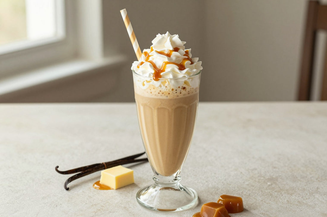 Cold Brew Toffee Milkshake in a glass