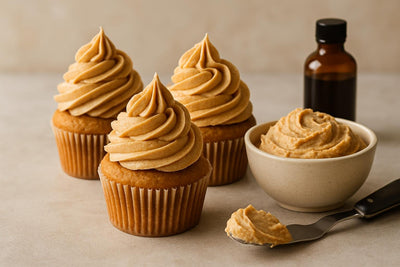 Cupcakes piped with cookie butter buttercream frosting