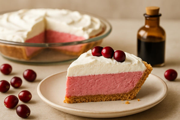 Slice of cranberry chiffon pie