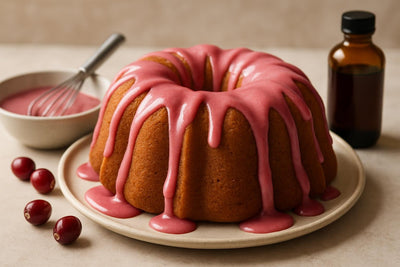 Bundt cake drizzled with cranberry icing