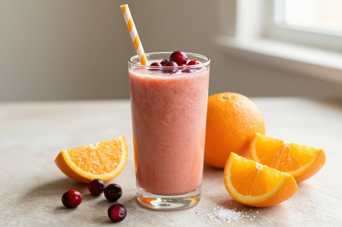 Cranberry Orange Holiday Smoothie in a glass