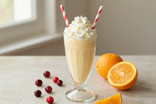 Cranberry Orange Milkshake in a glass