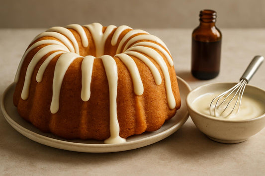 Bundt cake drizzled with cream cheese drizzle icing